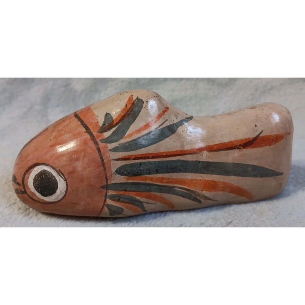 4.5" Mexican Pottery Fish Mexico Vintage Folk Art Hand Painted READ